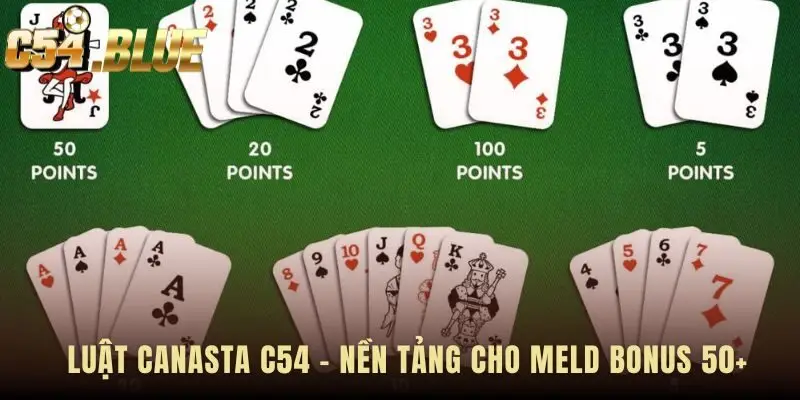 Canasta meld 50+ bonus yêu cầu hiểu rõ luật tính điểm cơ bản